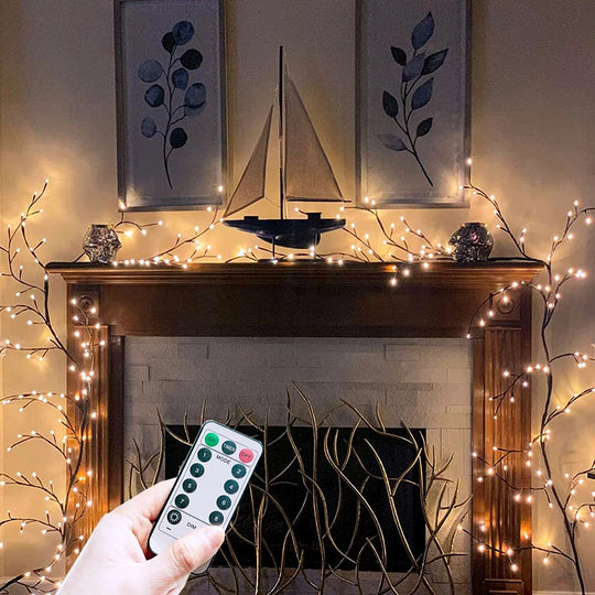 LED Tree Branch Vine Light USB Solar Fairy Lamp Christmas Decor