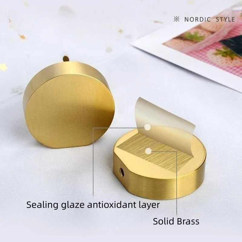 Pure Brass Cabinet Handles – Brushed Gold Single-Hole Knobs