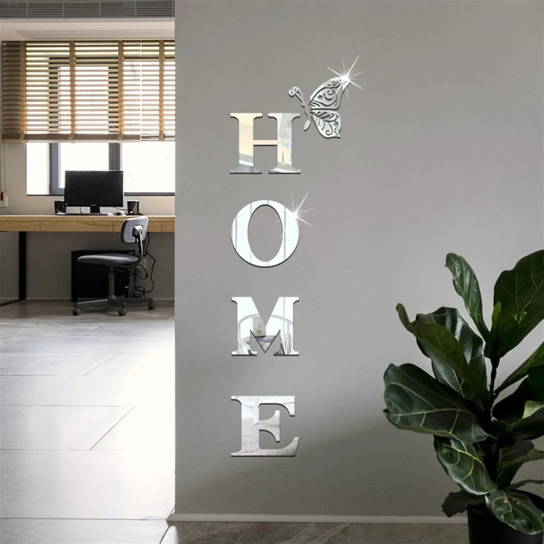 Home Logo 3D Mirror Wall Sticker for Entrance Decor