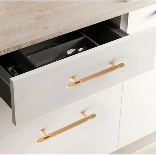 Black and Gold Knurled Cabinet Handles – Modern Aluminum Pulls for Furniture