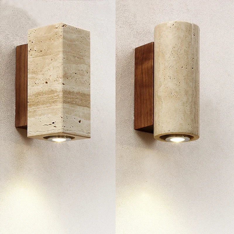 Wabi Sabi Marble Wall Lamp Japanese Bedside Living Room Sconce