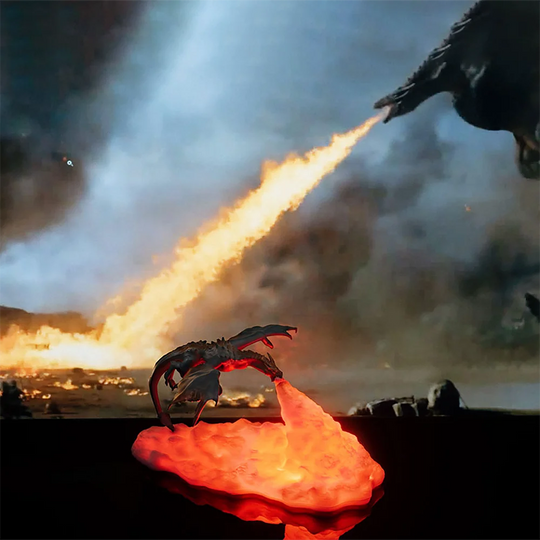 3D Fire Dragon LED Desktop Night Light USB Rechargeable