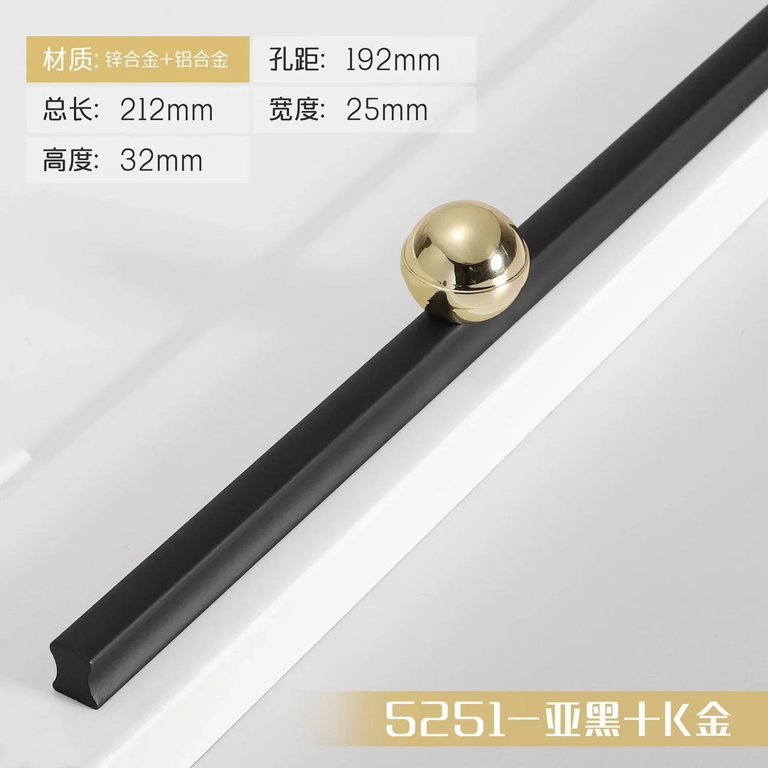 Black and Gold Cabinet Pulls – Double-Color Aluminum Zinc Alloy Handles
