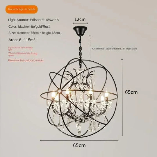 Birdcage Iron Crystal LED Pendant Lamp