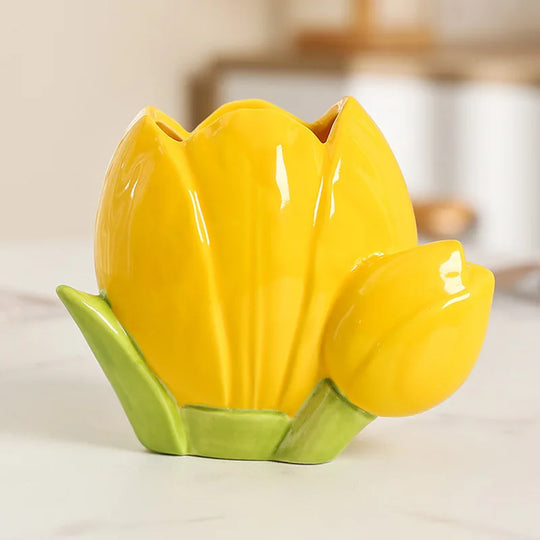 Ceramic Tulip Decorative Vase for Desktop and Tabletop Decor