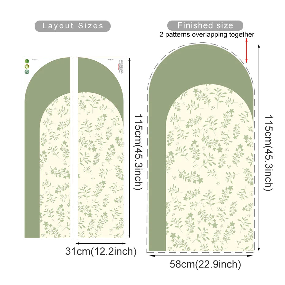 Simple Leafy Green Archway Wall Mural For Home Decor