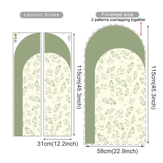 Simple Leafy Green Archway Wall Mural For Home Decor