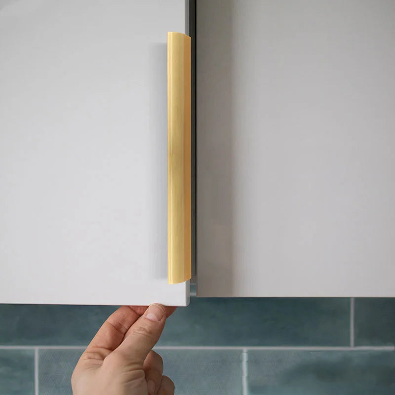 Long Hidden Brass Handles – Invisible Pulls for Cabinets, Drawers, and Furniture (88–400mm)