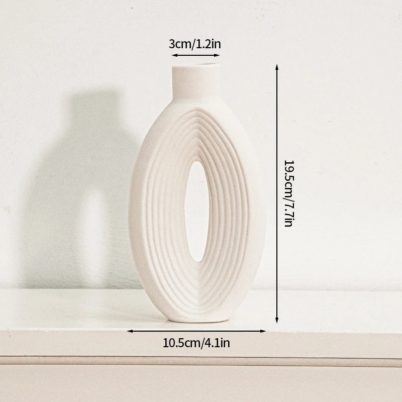 White Ceramic Vase Modern Minimalist Decorative Flower Vase