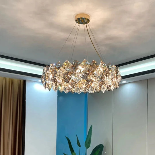 Modern Luxury Crystal Chandelier – Elegant Semi-Flush Ceiling Light