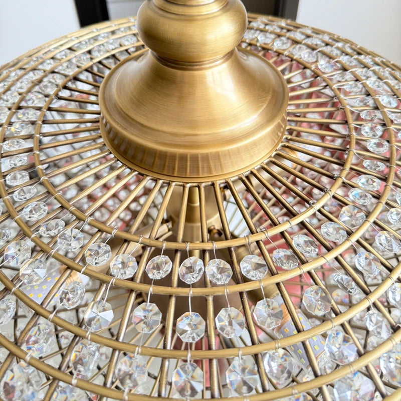 Vintage Crystal Pendant Light with American Copper Finish