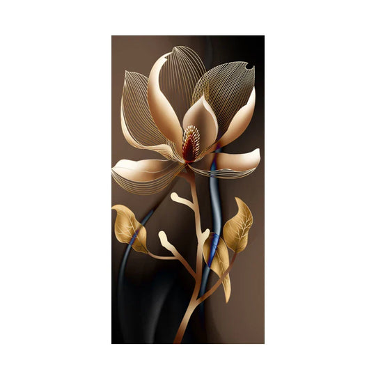 Modern Botanical Tropical Golden Leaves Canvas Wall Art Vertical