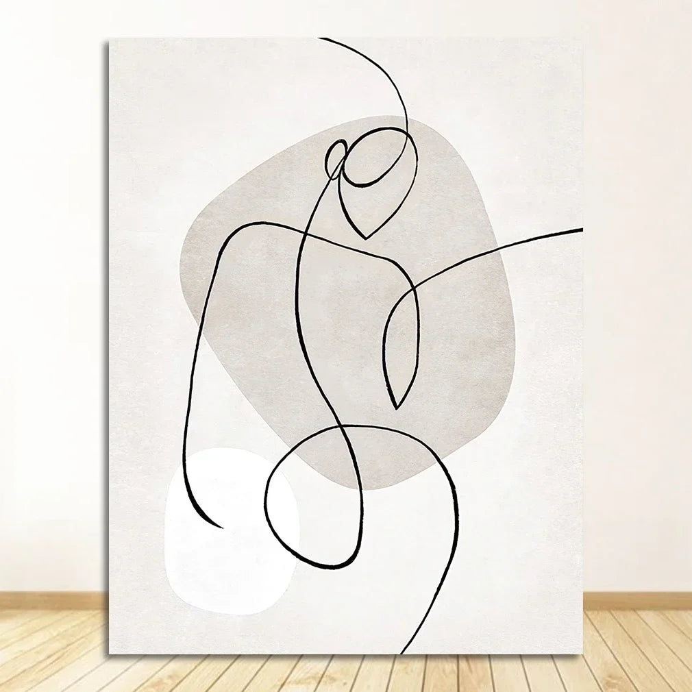Minimalist Abstract Line Art Figure Canvas Wall Art