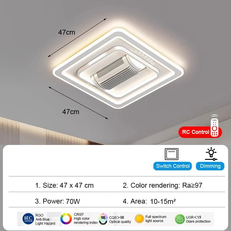 Charlotte Invisible Bladeless LED Ceiling Fan Light – Remote