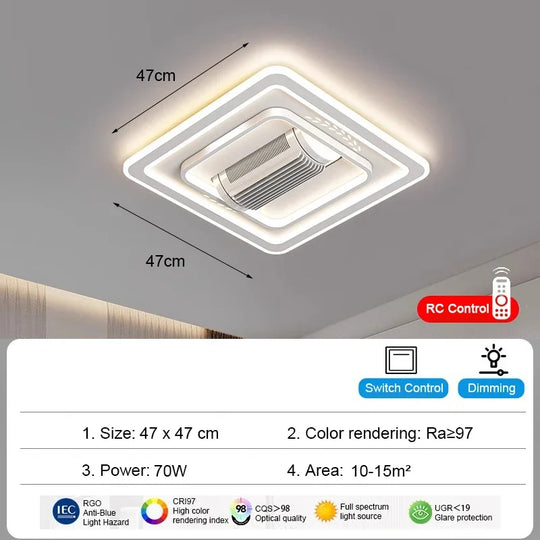 Charlotte Invisible Bladeless LED Ceiling Fan Light – Remote