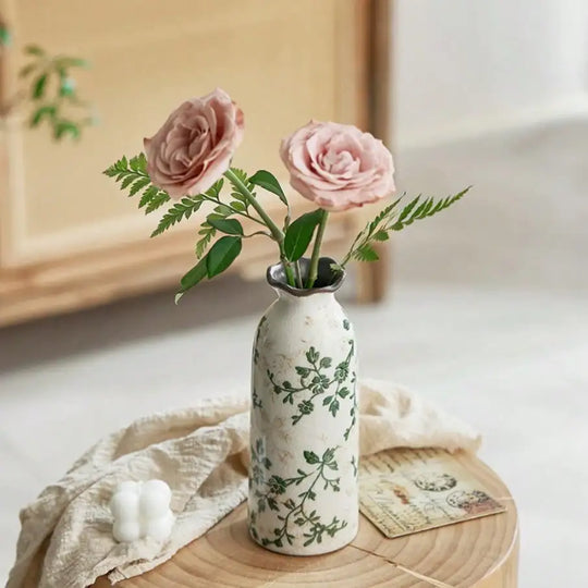 Crackle Glaze Ceramic Bud Vase for Tabletop Flower Decor