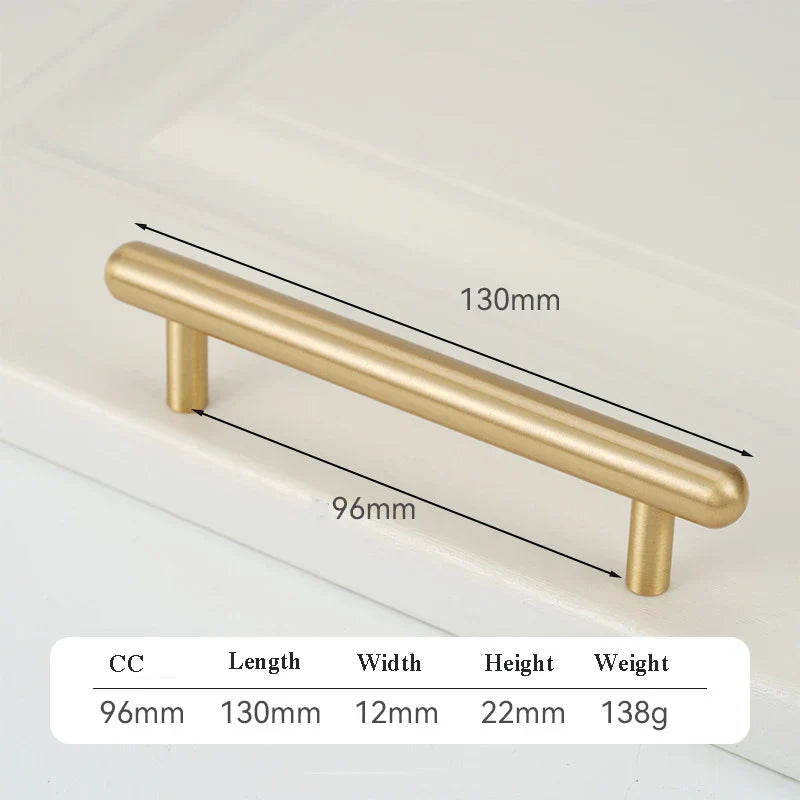 Satin Gold Brass Wardrobe Handles – Modern Pulls and Knobs for Furniture (50–260mm)
