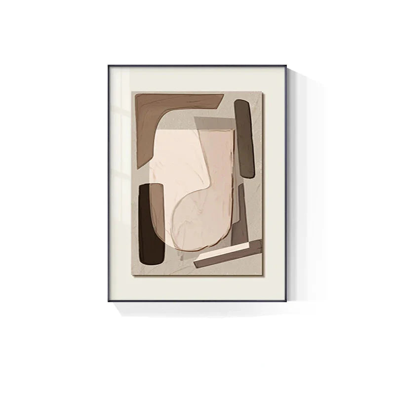 Modern Abstract Beige Geometric Color Block Canvas Wall Art Unframed