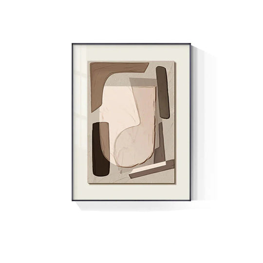 Modern Abstract Beige Geometric Color Block Canvas Wall Art Unframed