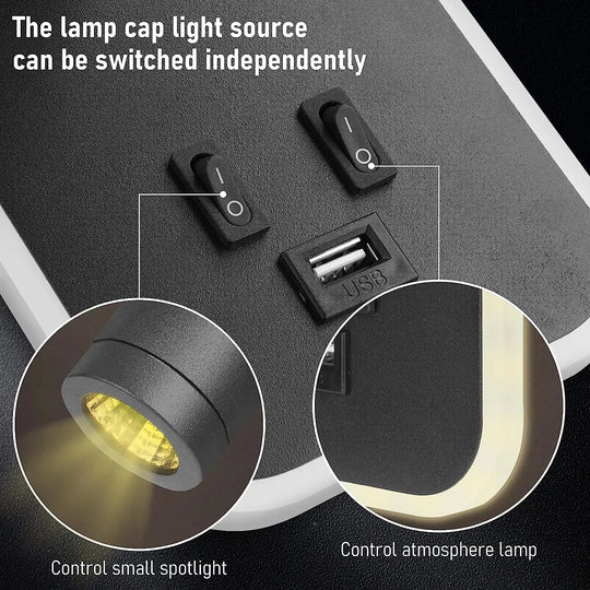 Minimalist LED Wall Lamp USB Rotating Bedside Light
