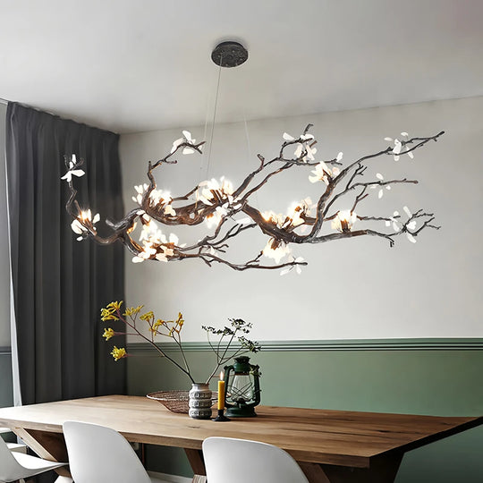 All Copper Branch Chandelier Modern LED Pendant Light for Living