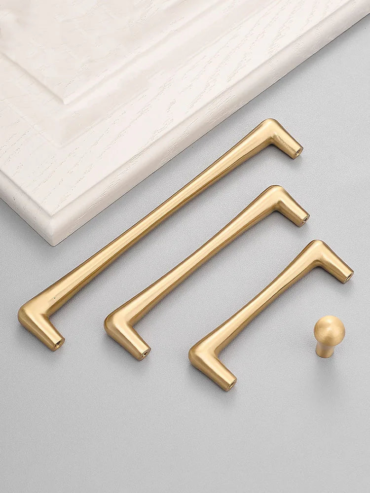 Solid Brass Cabinet Handles – Satin Brass Gold Pulls and Knobs for Furniture