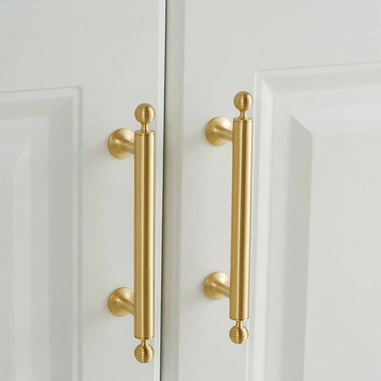Satin Brushed Gold Brass Cabinet Handles – French-Style Pulls and Knobs for Furniture