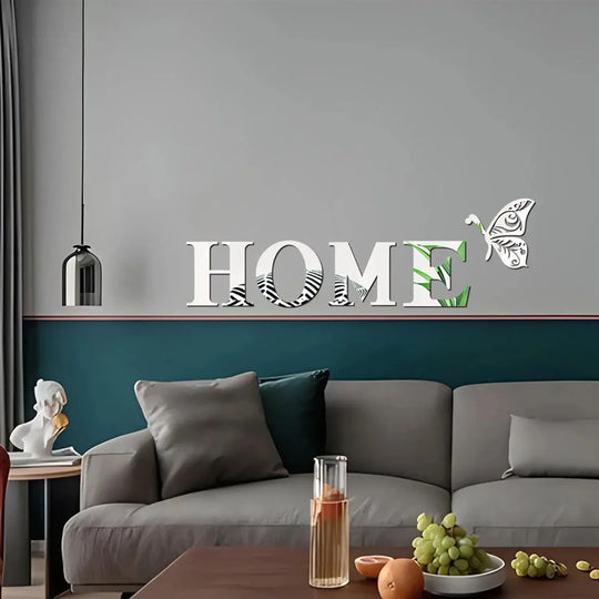 Home Logo 3D Mirror Wall Sticker for Entrance Decor