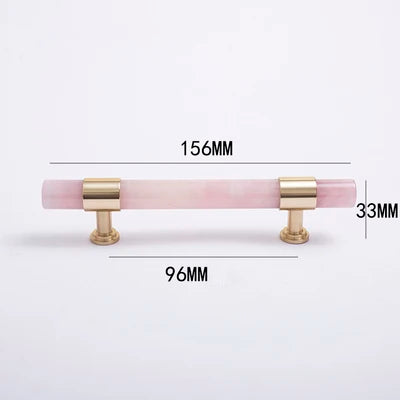 Natural Marble and Crystal T-Bar Cabinet Handles – Modern Brass Knobs and Pulls