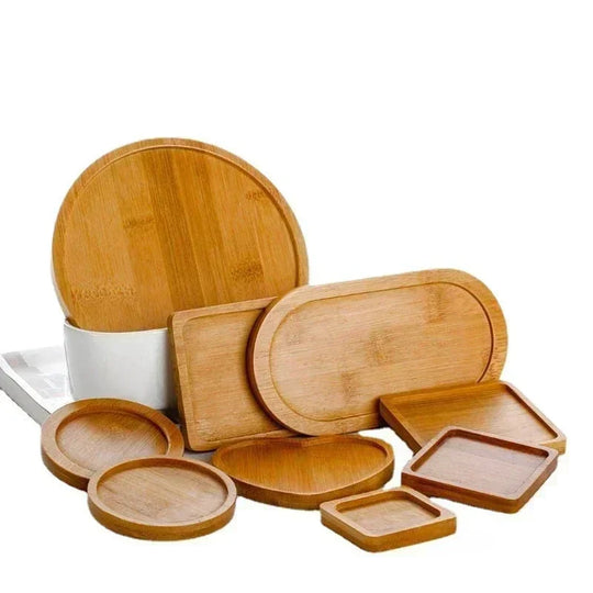 Multi Bamboo Tray Wooden Saucer Coaster Plate