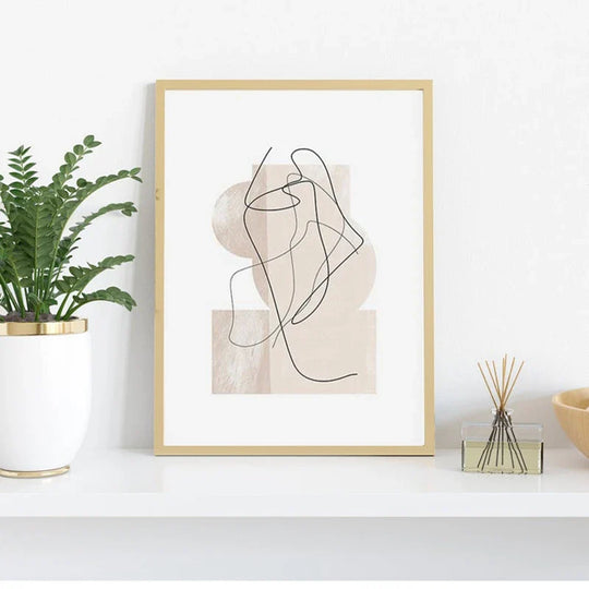 Shades of Beige Abstract Line Art Canvas Wall Art