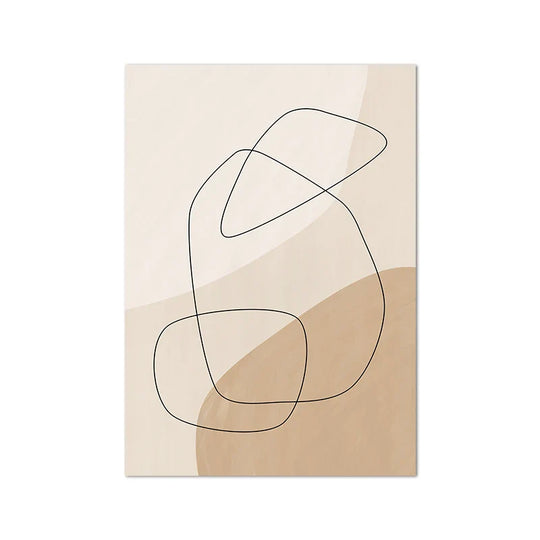 Shades of Beige Abstract Line Art Canvas Wall Art