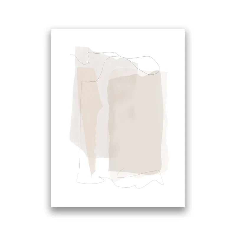 Shades of Beige Abstract Line Art Canvas Wall Art