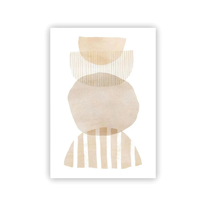 Shades of Beige Abstract Line Art Canvas Wall Art