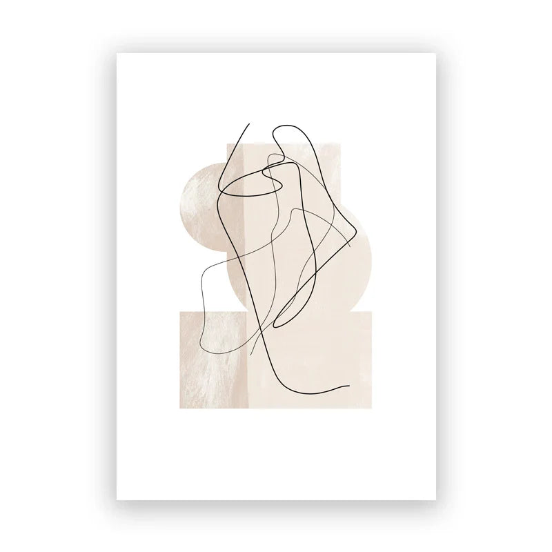 Shades of Beige Abstract Line Art Canvas Wall Art