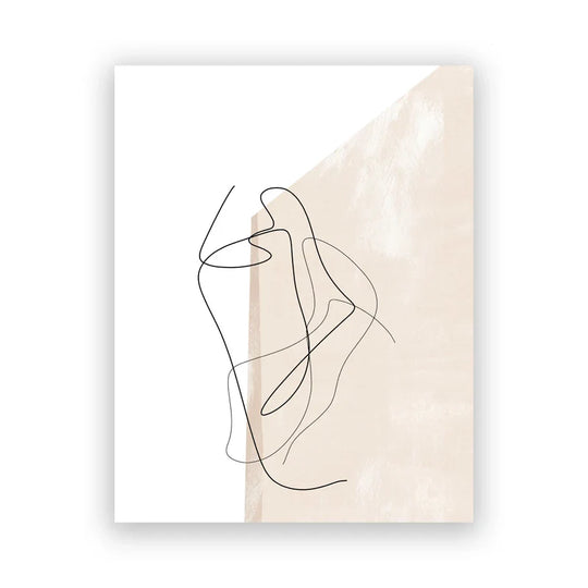 Shades of Beige Abstract Line Art Canvas Wall Art