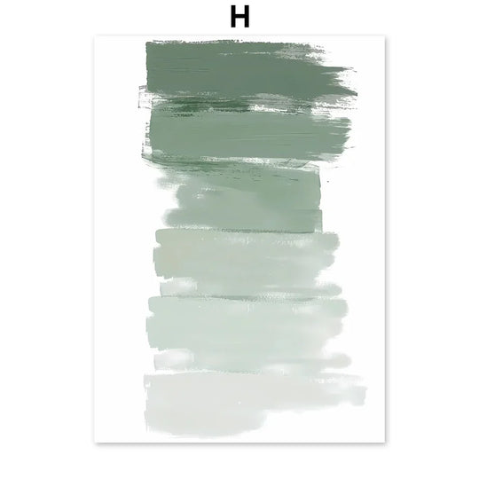 Simple Abstract Green Valley Leaf Line Art Canvas Wall Art