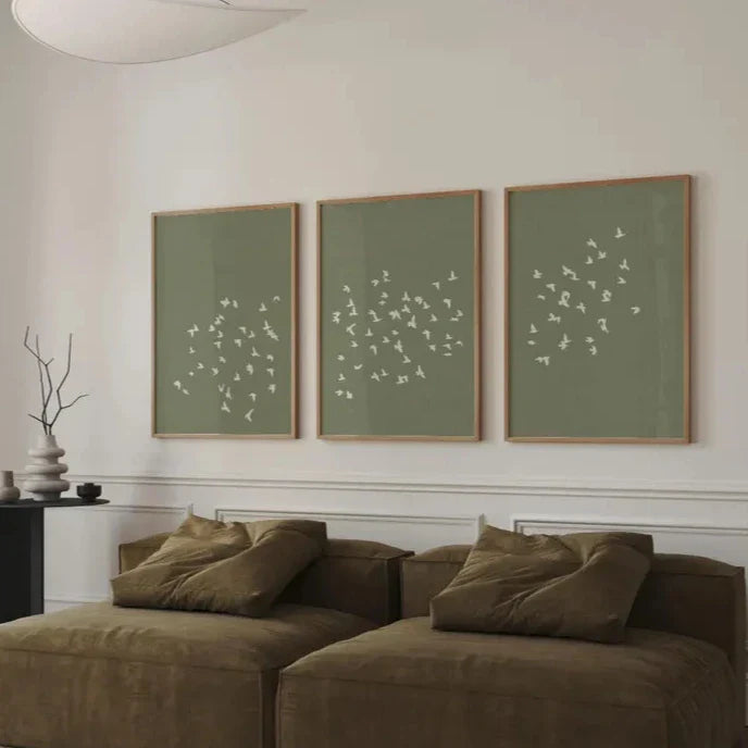 Minimalist Flock of Birds Abstract Canvas Wall Art