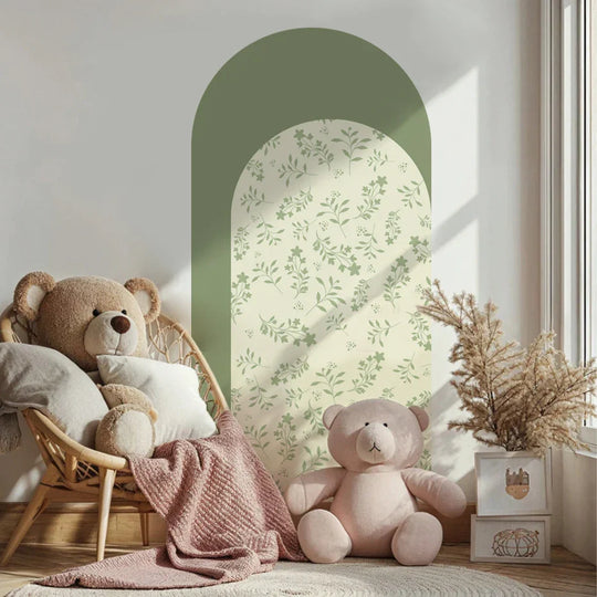 Simple Leafy Green Archway Wall Mural For Home Decor