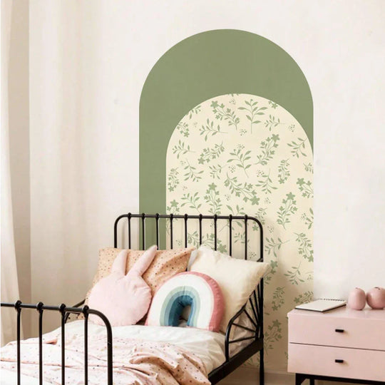 Simple Leafy Green Archway Wall Mural For Home Decor