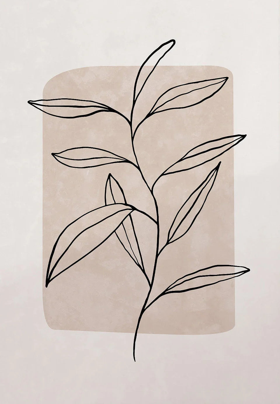 Simple Minimalist Abstract Leaves Line Art Canvas Wall Art