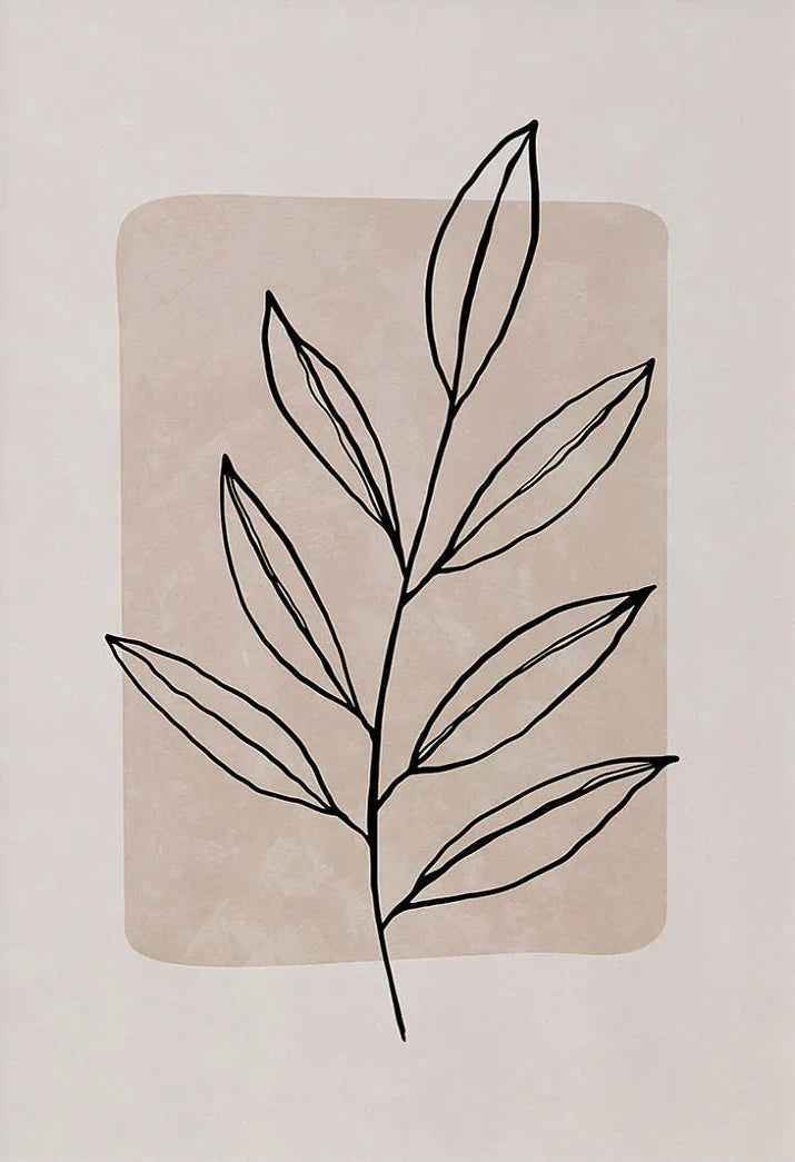Simple Minimalist Abstract Leaves Line Art Canvas Wall Art
