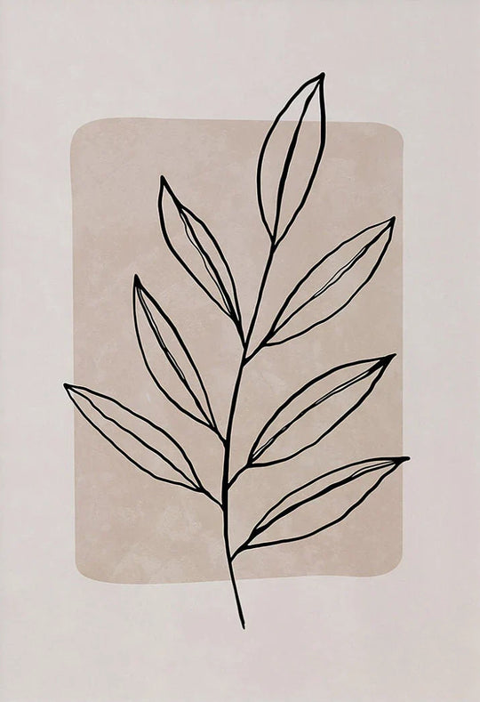 Simple Minimalist Abstract Leaves Line Art Canvas Wall Art