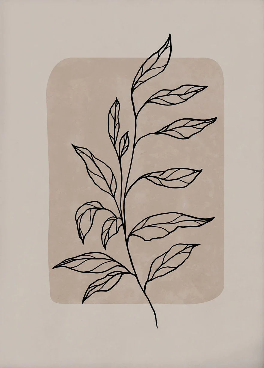 Simple Minimalist Abstract Leaves Line Art Canvas Wall Art