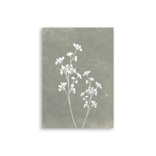 Minimalist White Leaf Silhouette Canvas Wall Art