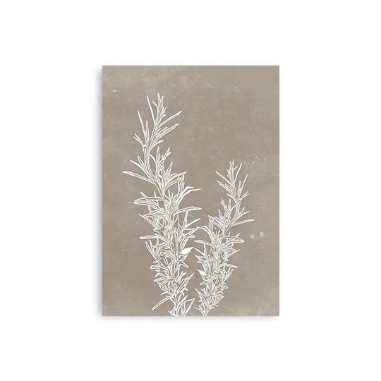 Minimalist White Leaf Silhouette Canvas Wall Art