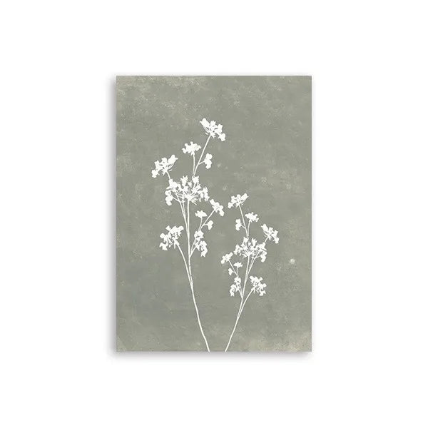 Minimalist White Leaf Silhouette Canvas Wall Art