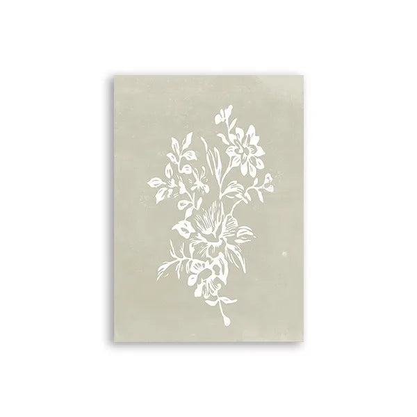 Minimalist White Leaf Silhouette Canvas Wall Art