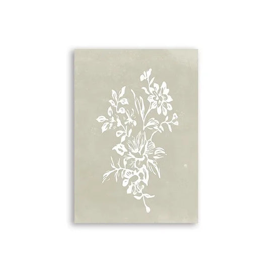 Minimalist White Leaf Silhouette Canvas Wall Art