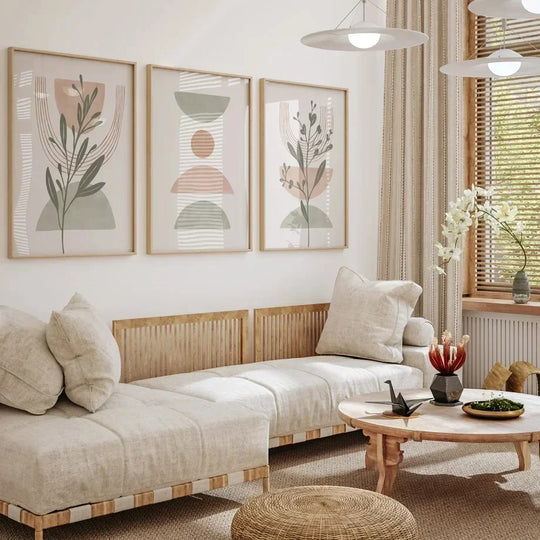 Simple Nordic Abstract Botanical Canvas Wall Art